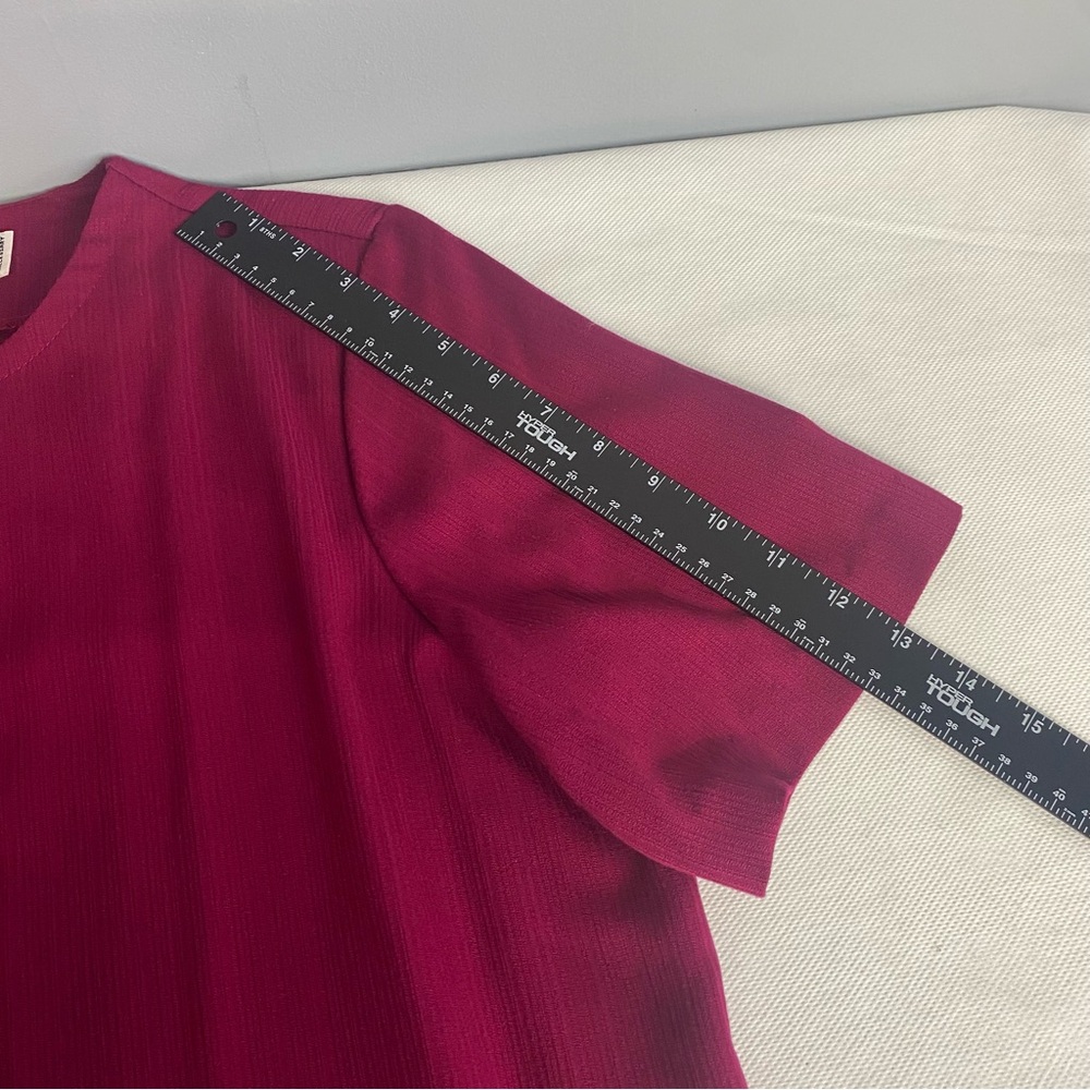 Alfred Dunner Deep Raspberry Open-Front Short Sleeve Tunic - Picture 11 of 12
